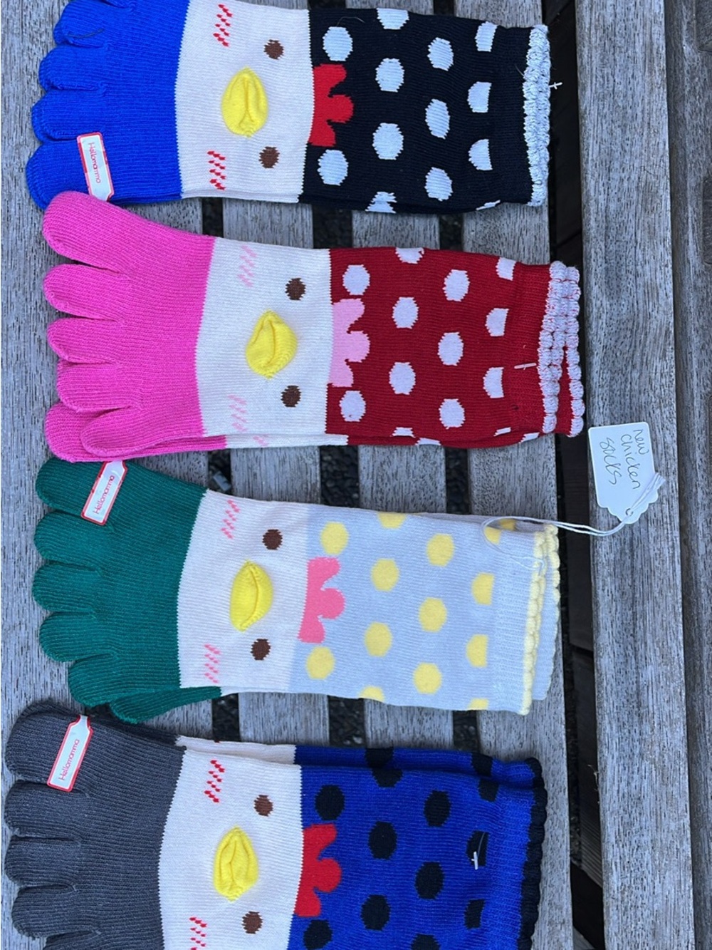 Women’s Polka Dot Chick Toe Socks - Pink, Green, Blue, Gray
